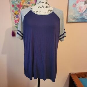 Ekouaer Navy Blue & Gray Raglan, Stretchy & Soft, Modal Feel, EUC, XL